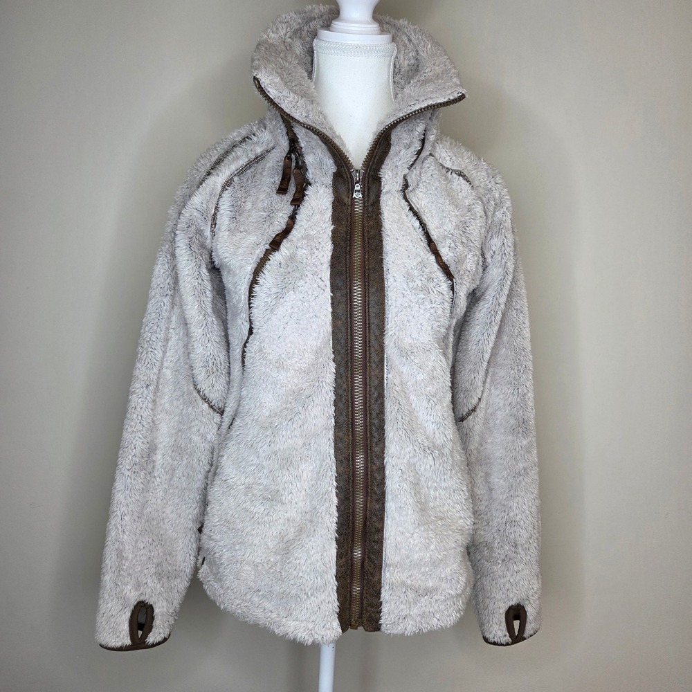 Kuhl Flight Jacket Womens Small High Pile Fleece Concealable Hood Thumbholes